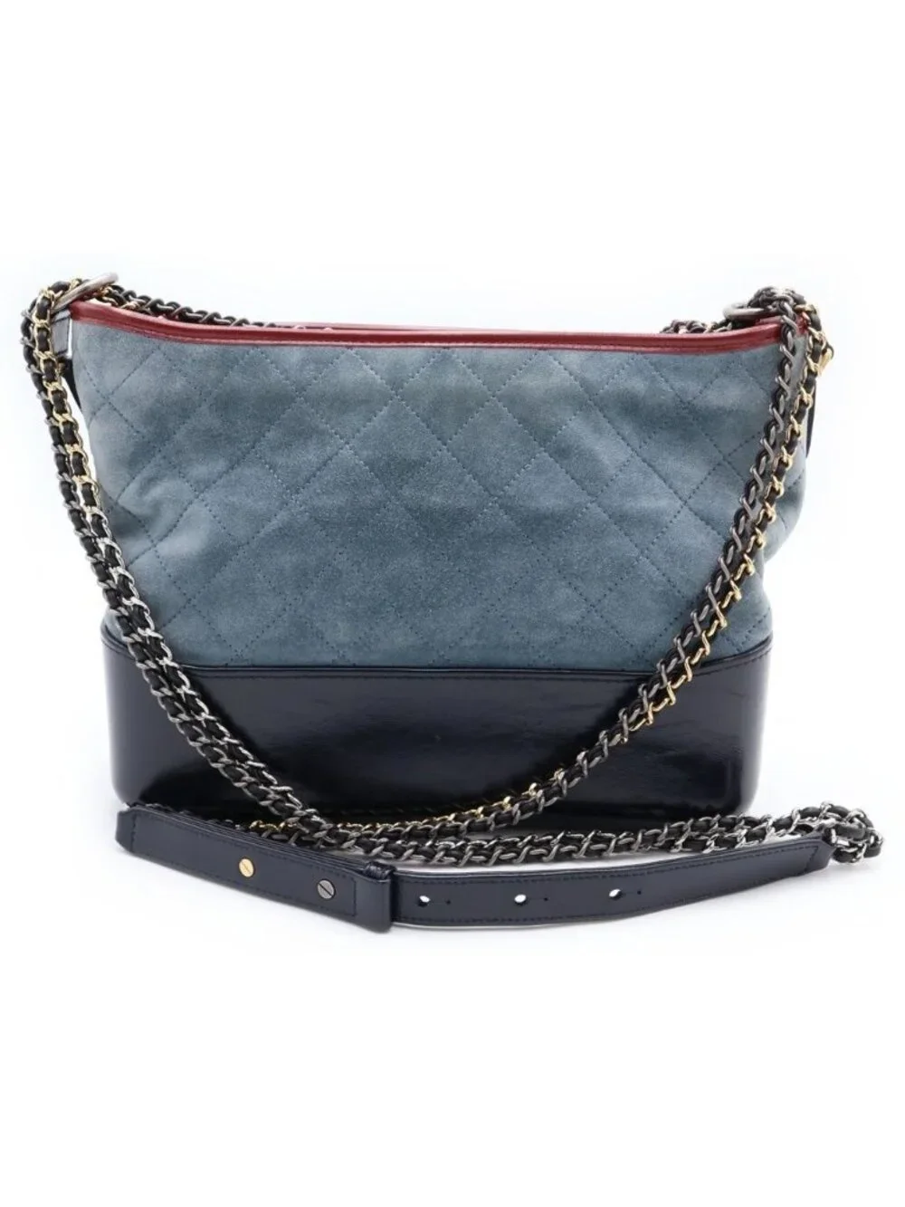 Chanel Gabriel de Hobo Large Chain Shoulder Bag Blue Black Silver Gold